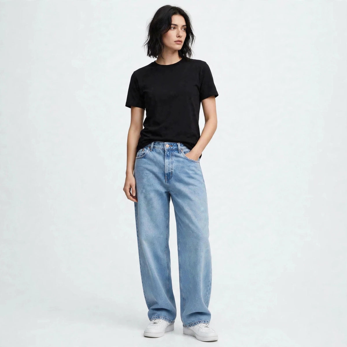 Women Ice Blue  Baggy premium quality